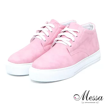 【Messa米莎】(MIT) 青春玩色基本款綁帶低筒厚底休閒鞋38粉色