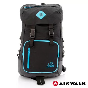 【美國 AIRWALK】束口包壓扣蓋旅行系後背包 -神祕黑