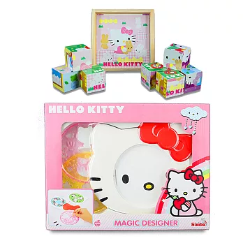 代理版 HELLO KITTY 凱蒂貓 魔法畫畫遊戲組 & KITTY 9塊方塊拼圖2入1組