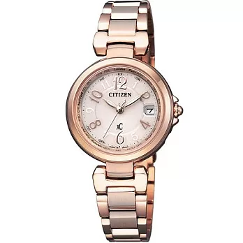 CITIZEN XC 蝶飛之夢電波時計女性腕錶-玫瑰金-EC1032-54W
