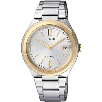 CITIZEN 工藝的極致選擇優質時尚女性腕錶-銀+玫瑰金-FE6024-55A