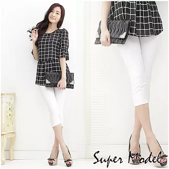 [名模衣櫃]纖細美腿馬卡龍曲線雕塑七分褲M白色