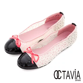 【OCTAVIA】噢!親愛的蕾絲! 小結圓頭娃娃鞋 - 白蕾絲35白蕾絲