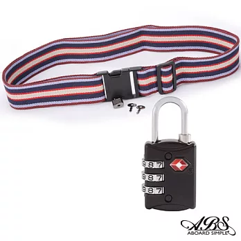 ABS愛貝斯 台灣製旅行箱束帶及TSA海關鎖旅遊安全配件組 (99-018R束帶A12)