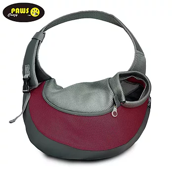 【crazypaws瘋狂爪子】運動風寵物側背包-L酒紅
