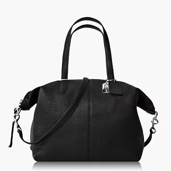 COACH 高質感荔枝紋皮革肩背/斜背兩用包_黑色