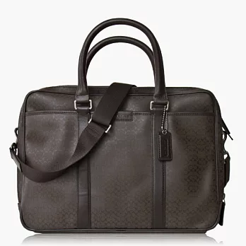 COACH Men’s Bags PVC材質手提/肩背兩用公事包(容納17吋筆電)_ 咖啡