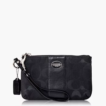 COACH皮飾邊馬車標誌小款手拿包_全黑色