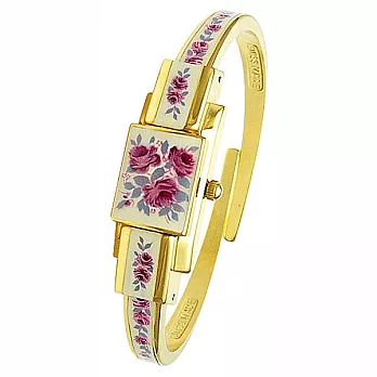 【ANDRE MOUCHE】雪蓮錶 優雅玫瑰彩繪掀蓋錶 (紅/白/金)