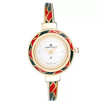 【ANDRE MOUCHE】雪蓮錶 優雅風情晶鑽錶 (紅/綠/金)