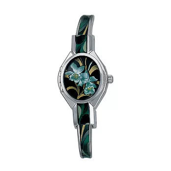 【ANDRE MOUCHE】雪蓮錶 氣質蘭花彩繪掀蓋錶 (黑/綠/銀)