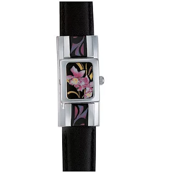 【ANDRE MOUCHE】雪蓮錶 氣質蘭花彩繪掀蓋錶 (黑/紫/銀)