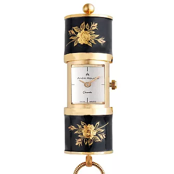 【ANDRE MOUCHE】雪蓮錶 蘭花口紅懷錶 (黑/金)