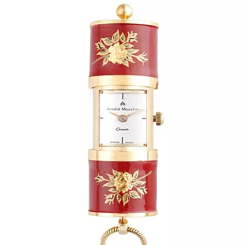 【ANDRE MOUCHE】雪蓮錶 蘭花口紅懷錶 (紅/金)
