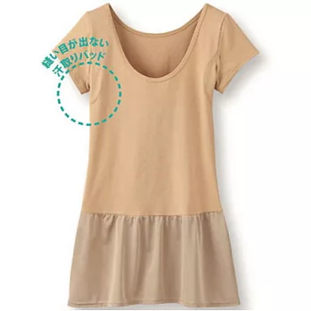 【cecile】吸汗速乾腋下吸汗墊短袖長版襯衣L米色