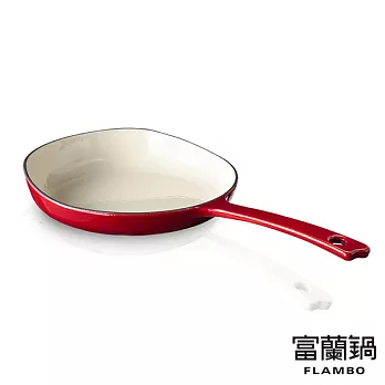 [美國flambo] 富蘭鍋鑄鐵琺瑯搖滾平底鍋-M櫻桃紅