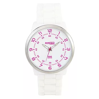 日本原裝進口時尚腕錶品牌 AMPMSurvive series 生存B系列 - 日本機芯 100米日常生活防水白桃紅