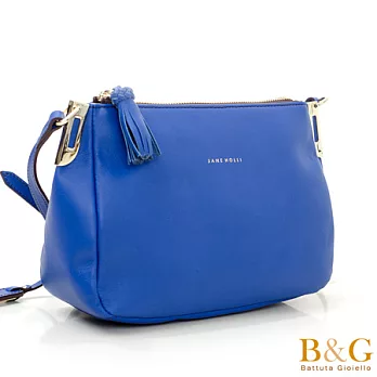 【B＆G】義大利真皮奢華感流蘇輕盈斜背包(寶石藍)