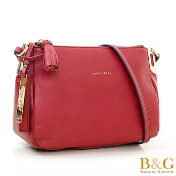 【B＆G】義大利真皮奢華感流蘇輕盈斜背包(珊瑚紅)