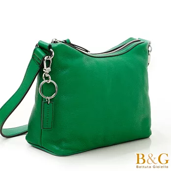 【B＆G】義大利真皮極簡風格斜背包(茵草綠)