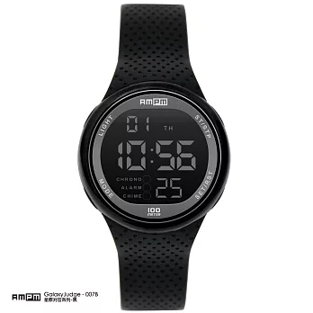 日本原裝進口時尚腕錶品牌 AMPM Glaxy Judge 星際判官電子錶系列 - 100米日常生活防水黑色(黑面黑錶帶)