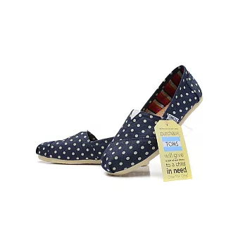 TOMS Navy Polka Dot Linen海軍藍圓點亞麻休閒鞋8.5海軍藍圓點