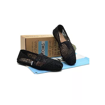 TOMS 黑色縷空蕾絲休閒鞋5.5黑色蕾絲