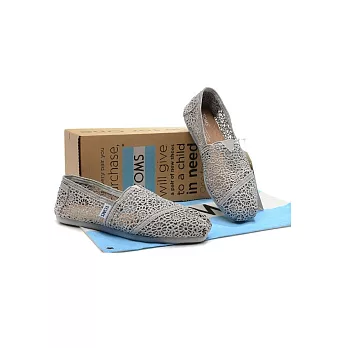 TOMS Silver Morocco Crochet銀灰縷空蕾絲休閒鞋5.5銀灰縷空
