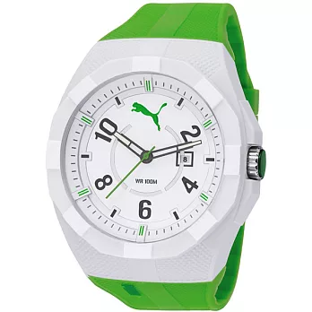 PUMA 搖滾彩虹休閒腕錶-白x綠