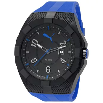 PUMA 搖滾彩虹休閒腕錶-黑x藍