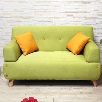 【H&D】Rebecca 蕾貝卡拼色彩扣雙人布沙發綠