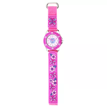 Jacques Farel Kids卡哇伊花朵兒趣味兒童腕錶-粉