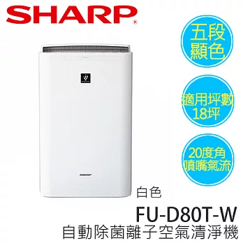 SHARP 夏寶 FU-D80T-W 18坪 自動除菌離子空氣清淨機.