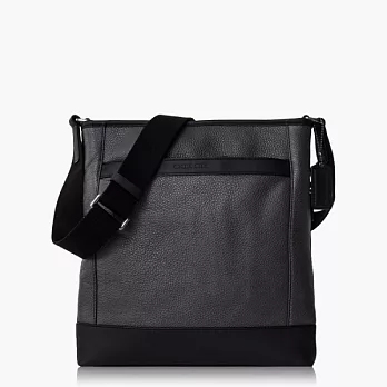 COACH Men’s Bags 素面高級皮革肩背/斜背包_黑灰色