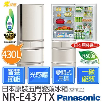 Panasonic 國際牌 NR-E437TX 430L 日本原裝 變頻五門冰箱