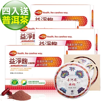 【中秋送普洱茶餅】台大技轉NTU568紅麴山藥HCW健字號益淨麴4盒(60粒/盒)