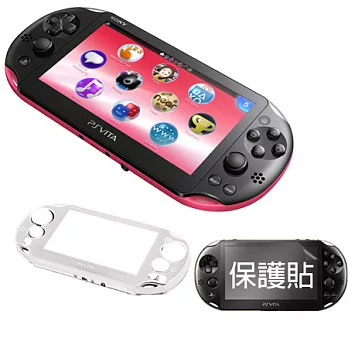 【SONY】PS Vita (PCH-2007) 主機(粉紅 / 黑)+副廠水晶殼+主機保護貼