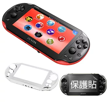 【SONY】PS Vita (PCH-2007) 主機(粉紅 / 黑)+副廠水晶殼+主機保護貼