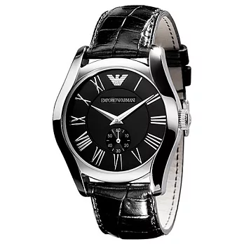 【ARMANI】經典羅馬品味皮革腕錶 AR0643