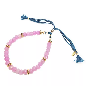 SHASHI 美國品牌 Rachel 天然礦石水晶幸運手鍊 可調式~粉紅/海洋藍