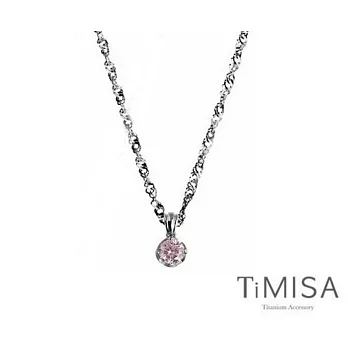 【UH】TiMAS - 甜蜜心鑽純鈦項鍊(10E) - 粉紅色