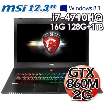 微星MSI GS70 i7-4710HQ GTX860M 2G獨顯 17.3吋Win8.1 遊戲機筆電(GS70 2PC-GG747116G1T0DX81M)