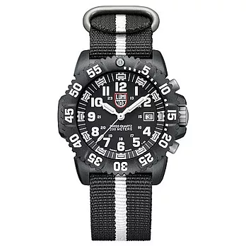 LUMINOX 海豹部隊黑白尼龍帶腕錶-黑x白時標/44mm
