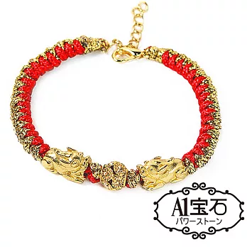 【A1寶石】雙倍吸金-金銀滿庫雙貔貅招財手鍊(含開光加持)