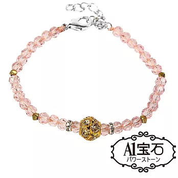 【A1寶石】時尚潮流款-晶鑽粉晶手鍊-旺桃花首選(含開光加持)