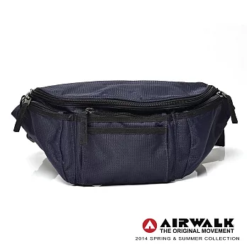 【美國 AIRWALK】 簡約休閒多功能中腰包 -丈青藍