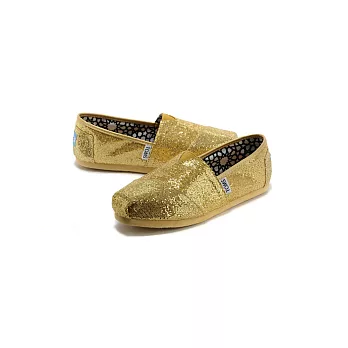 TOMS Gold Glitter 金色亮片帆布休閒鞋5.5金色亮片