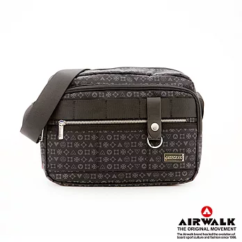 【美國 AIRWALK】- 方塊鑰匙抗髒防潑水飾釦側背中包 - 時尚黑