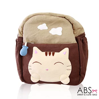 ABS貝斯貓 白雲貓咪 小型拼布後背包 (咖啡) 88-051