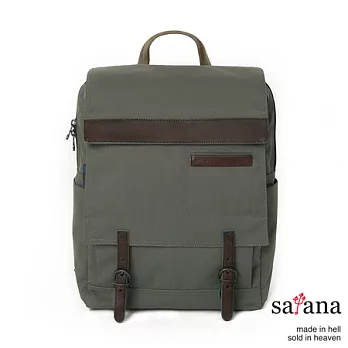 satana - 14吋雙蓋式筆電後背包 - 軍綠色
